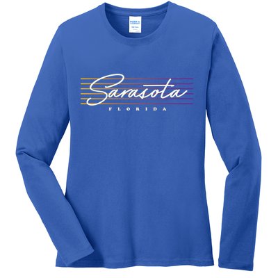 Sarasota Meaningful Gift Retro Style Florida Funny Gift Ladies Long Sleeve Shirt