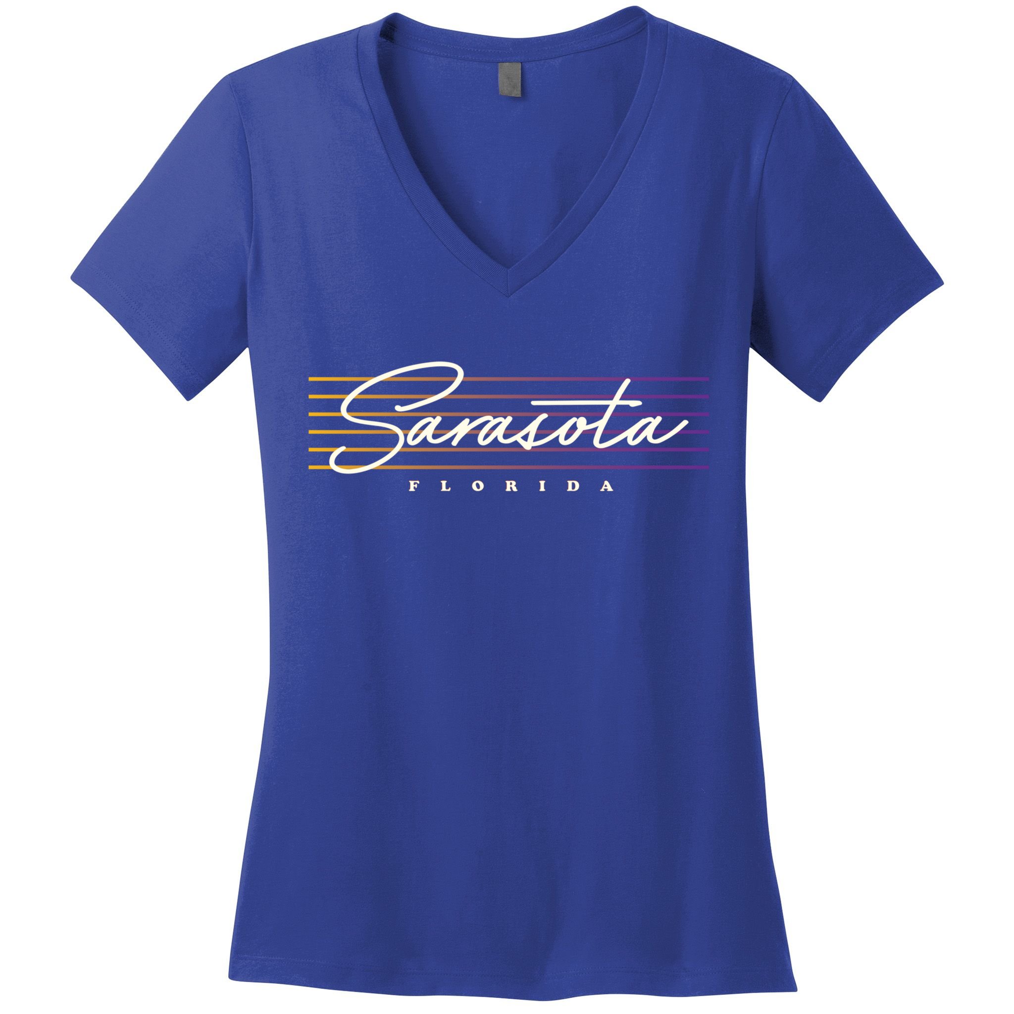 Sarasota Meaningful Gift Retro Style Florida Funny Gift Women's V-Neck T-Shirt