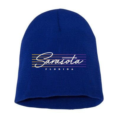 Sarasota Meaningful Gift Retro Style Florida Funny Gift Short Acrylic Beanie