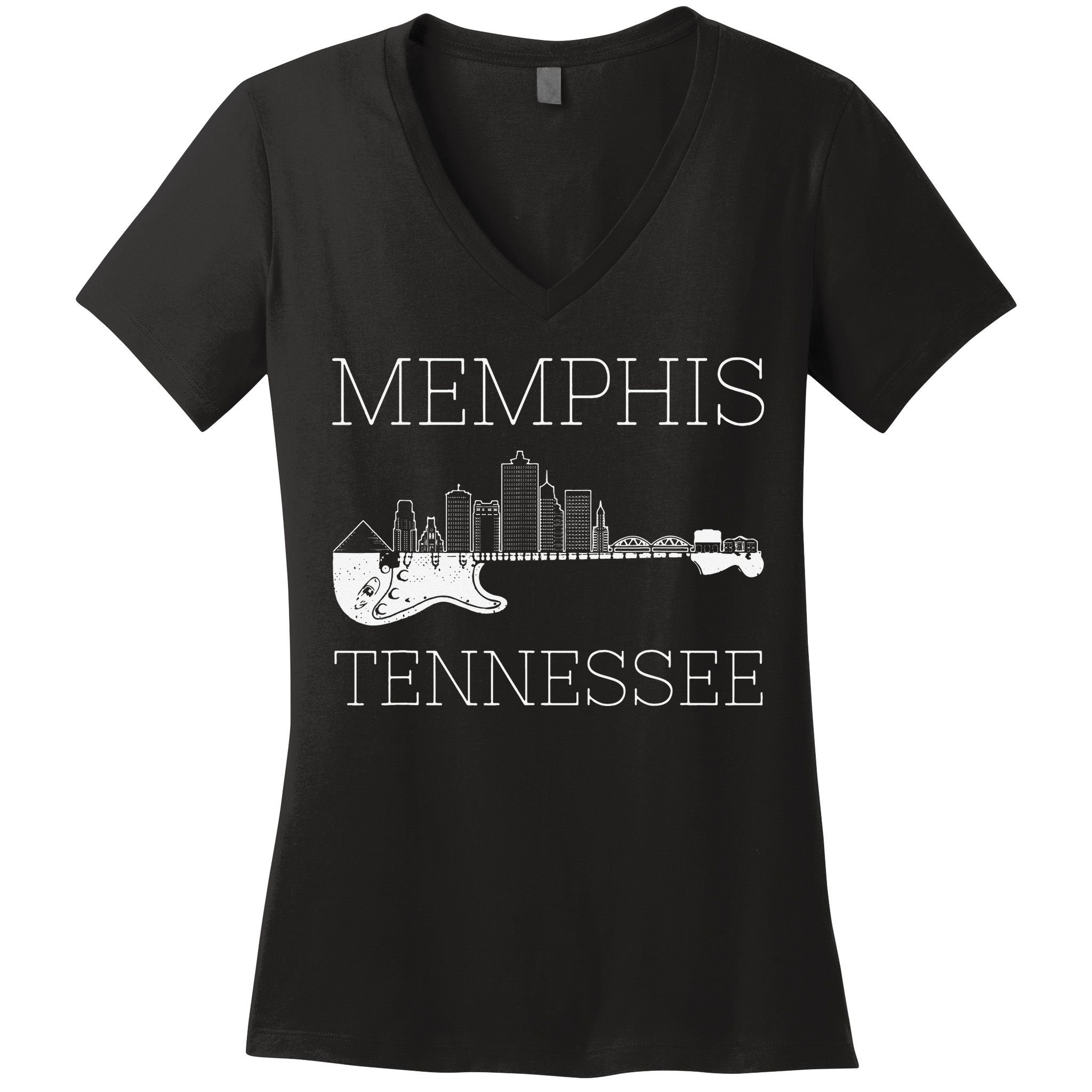 Souvenir Memphis Guitar Music Tennessee Memphis Women's V-Neck T-Shirt