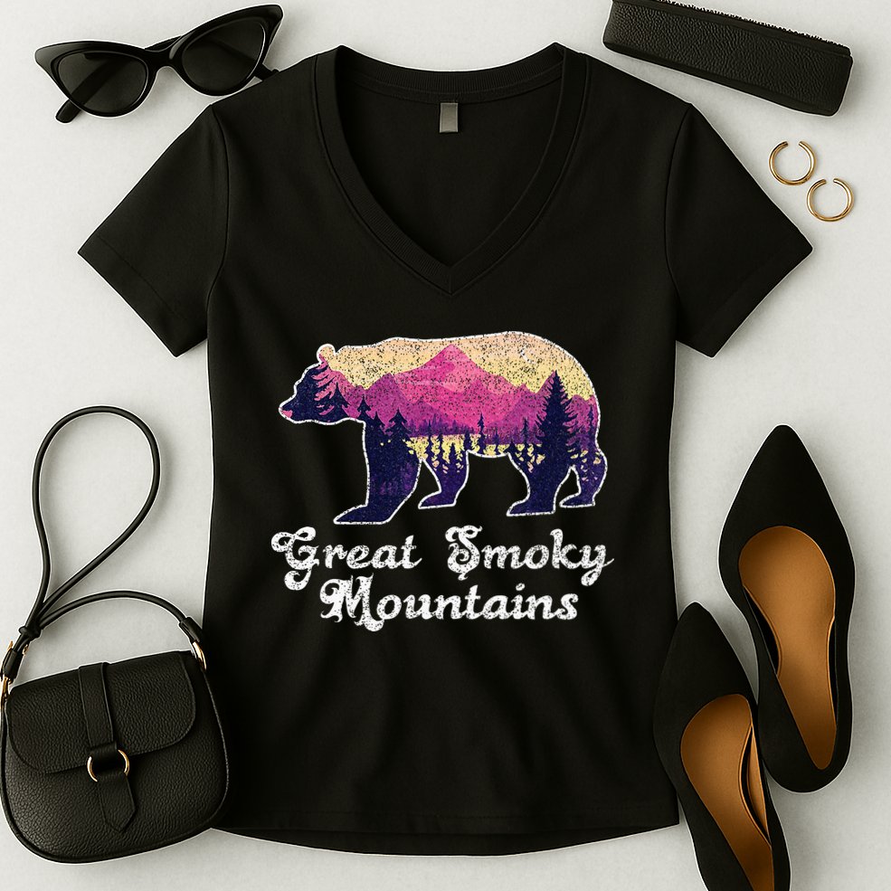 Smoky Mountains Gatlinburg Tennessee Souvenirs Women's V-Neck T-Shirt