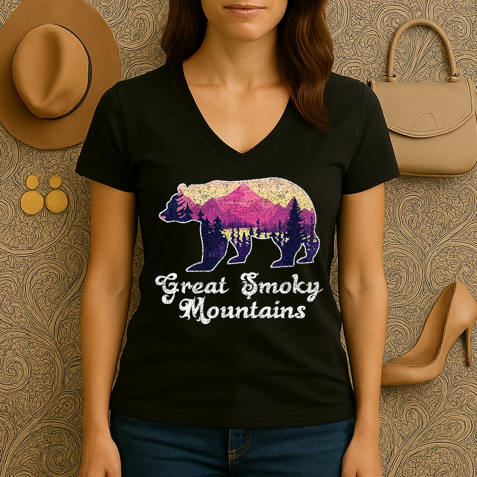 Smoky Mountains Gatlinburg Tennessee Souvenirs Women's V-Neck T-Shirt