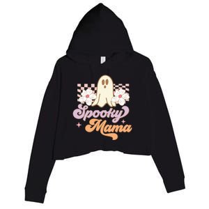 Spooky Mama Groovy Halloween Costume Gift Crop Fleece Hoodie