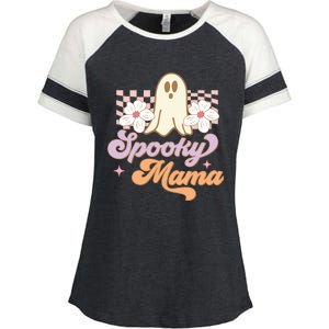 Spooky Mama Groovy Halloween Costume Gift Enza Ladies Jersey Colorblock Tee