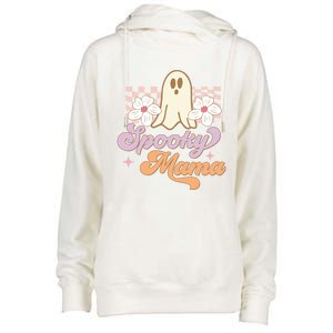 Spooky Mama Groovy Halloween Costume Gift Womens Funnel Neck Pullover Hood