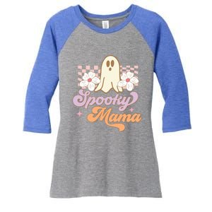 Spooky Mama Groovy Halloween Costume Gift Women's Tri-Blend 3/4-Sleeve Raglan Shirt