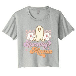 Spooky Mama Groovy Halloween Costume Gift Women's Crop Top Tee