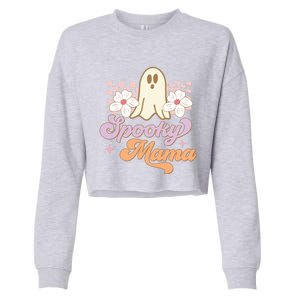 Spooky Mama Groovy Halloween Costume Gift Cropped Pullover Crew