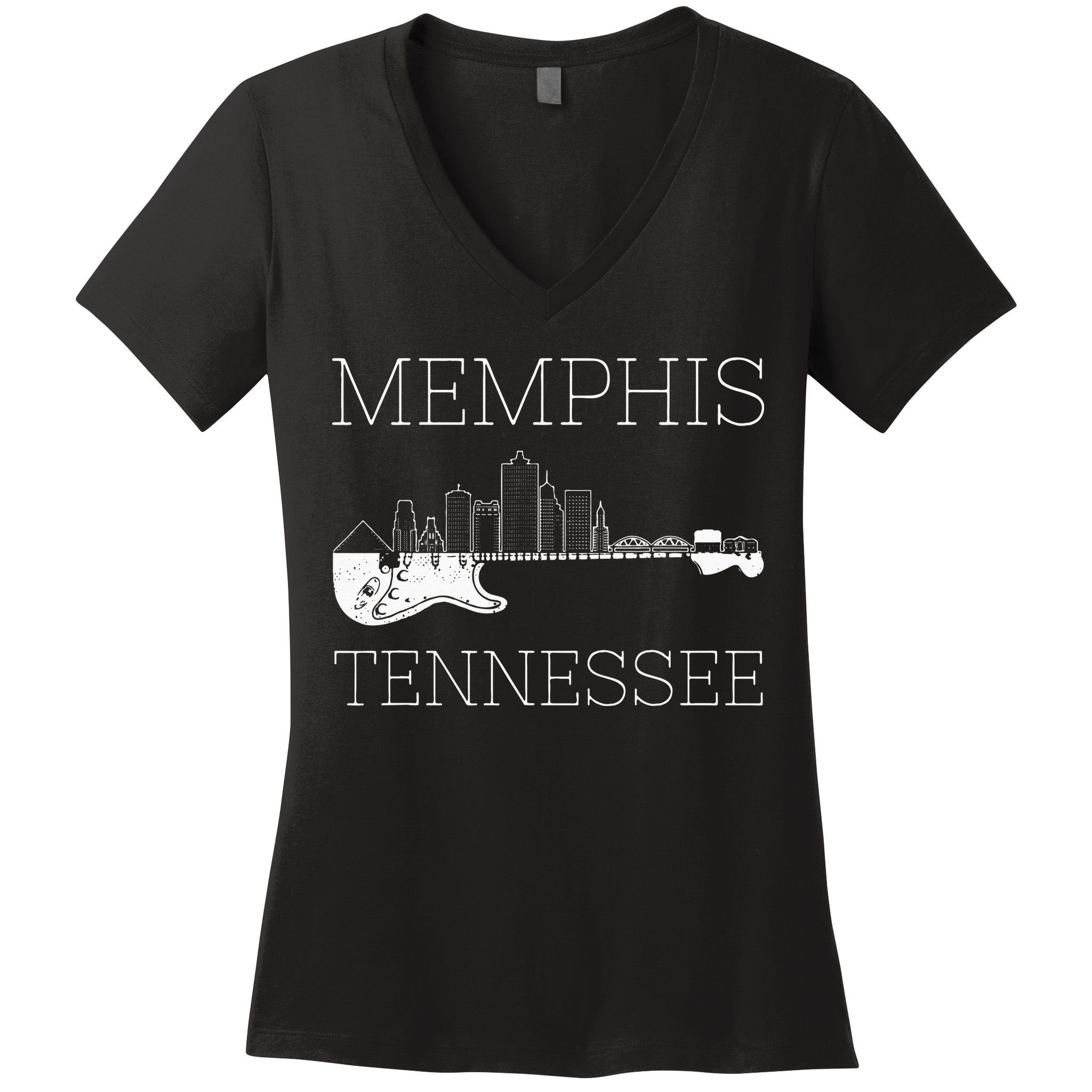 Souvenir Memphis Guitar Music Tennessee Memphis Women's V-Neck T-Shirt