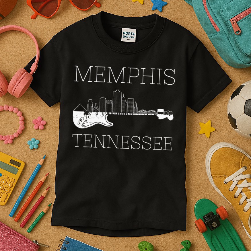 Souvenir Memphis Guitar Music Tennessee Memphis Kids T-Shirt