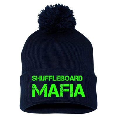 Shuffleboard Mafia Green Pom Pom 12in Knit Beanie