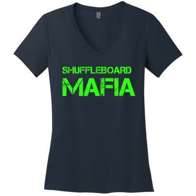 Shuffleboard Mafia Green Women's V-Neck T-Shirt