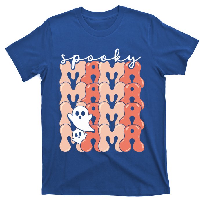 Spooky Mama Groovy Vintage Ghost Halloween Spooky Mom Mother Gift T-Shirt