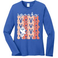 Spooky Mama Groovy Vintage Ghost Halloween Spooky Mom Mother Gift Ladies Long Sleeve Shirt