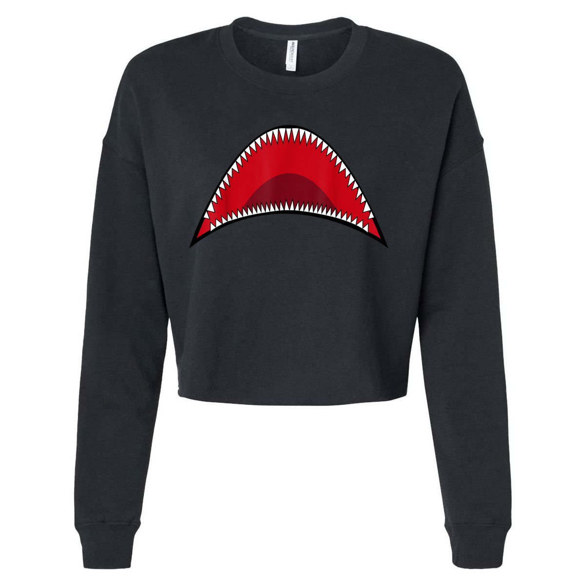 Shark Mouth Graphic Cropped Pullover Crew
