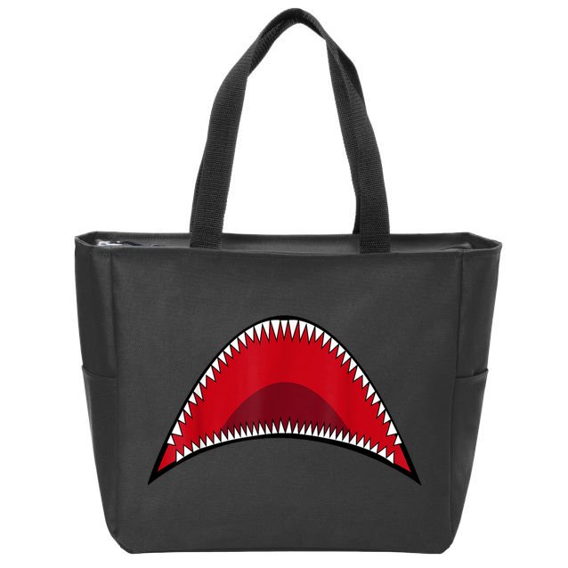 Shark Mouth Graphic Zip Tote Bag