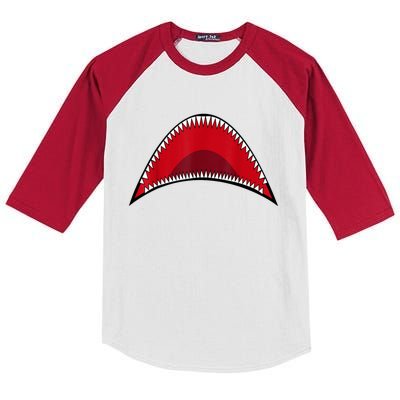 Shark Mouth Graphic Kids Colorblock Raglan Jersey