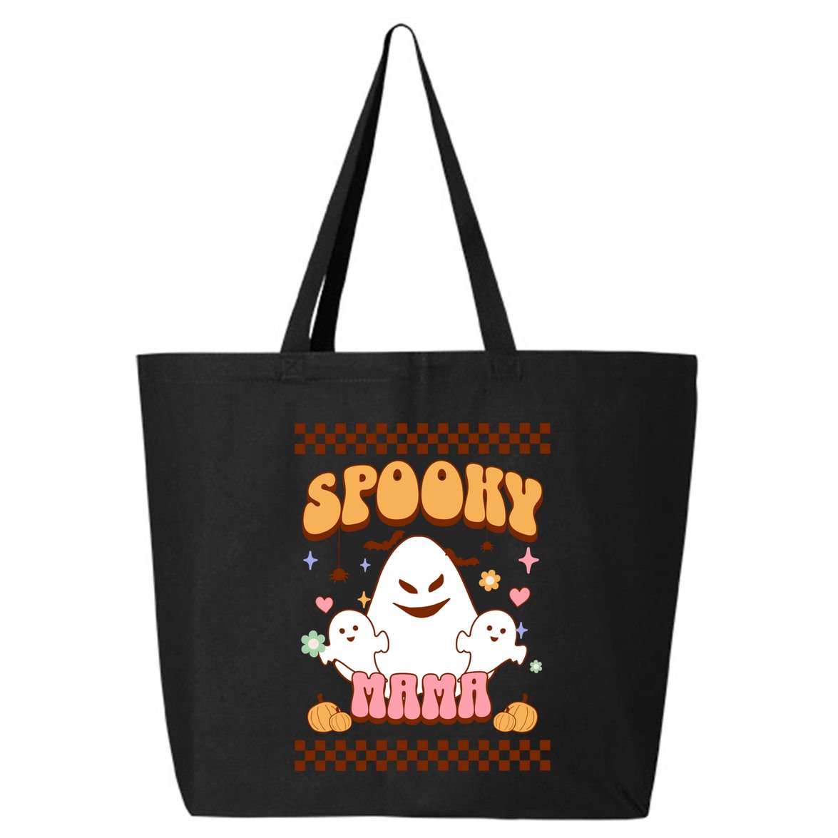 Spooky Mama Groovy Vintage Ghost Halloween Spooky Mom Mother Gift 25L Jumbo Tote