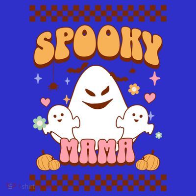 Spooky Mama Groovy Vintage Ghost Halloween Spooky Mom Mother Gift T-Shirt