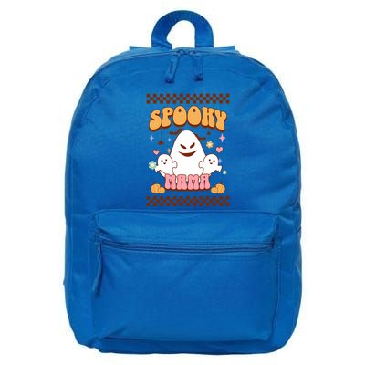 Spooky Mama Groovy Vintage Ghost Halloween Spooky Mom Mother Gift 16 in Basic Backpack