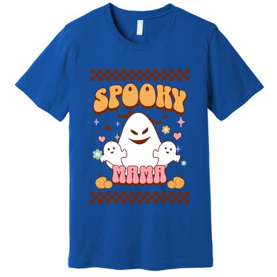 Spooky Mama Groovy Vintage Ghost Halloween Spooky Mom Mother Gift Premium T-Shirt