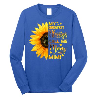 Sunflower My Greatest Blessings Call Me Mom And Mimi Family Gift Long Sleeve Shirt