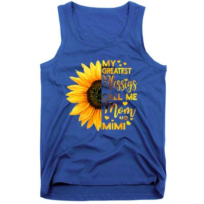 Sunflower My Greatest Blessings Call Me Mom And Mimi Family Gift Tank Top