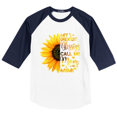 Sunflower My Greatest Blessings Call Me Mom And Mimi Family Gift Baseball Sleeve Shirt