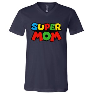 Super Mom Gamer Mothers Day Design V-Neck T-Shirt