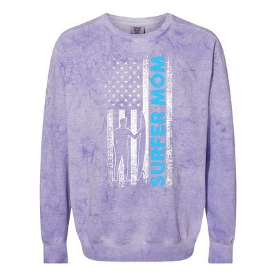 Surfing Mom Gift Colorblast Crewneck Sweatshirt