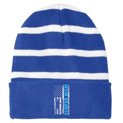 Surfing Mom Gift Striped Beanie with Solid Band