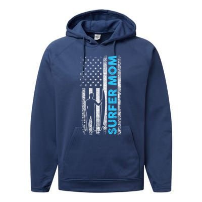 Surfing Mom Gift Performance Fleece Hoodie