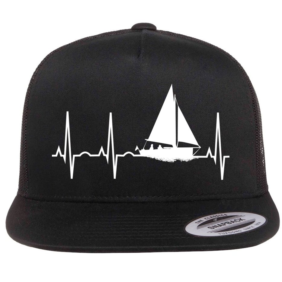 Sailing Meaningful Gift Boat Heartbeat Hooded Great Gift For Sailors Flat Bill Trucker Hat