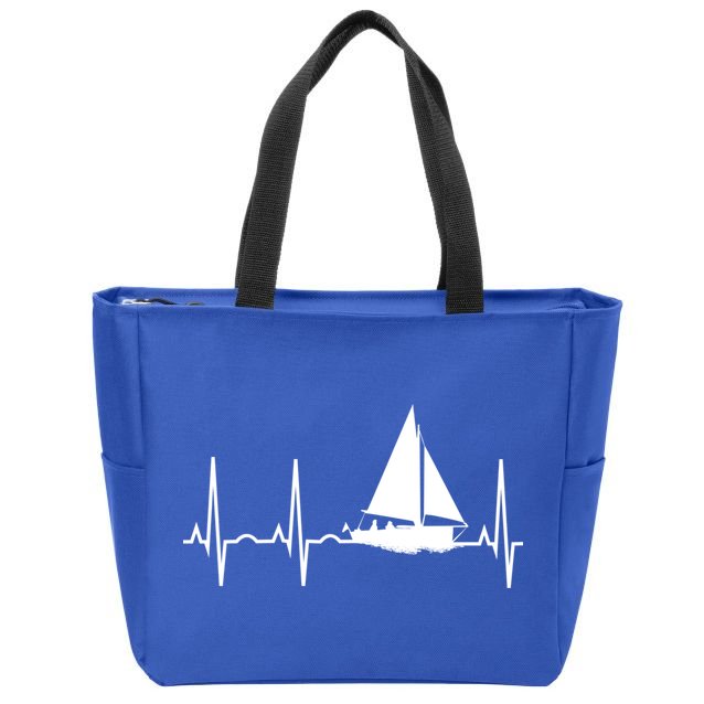 Sailing Meaningful Gift Boat Heartbeat Hooded Great Gift For Sailors Zip Tote Bag