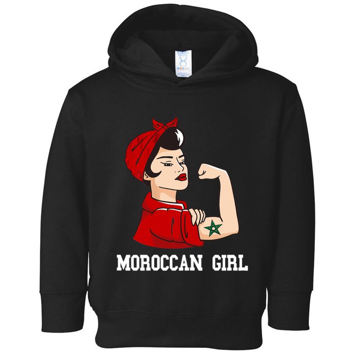 Strong Moroccan Girl Moroccan Flag Morocco Moroccan Pride Toddler Hoodie