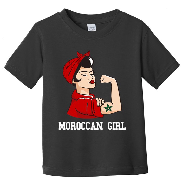 Strong Moroccan Girl Moroccan Flag Morocco Moroccan Pride Toddler T-Shirt