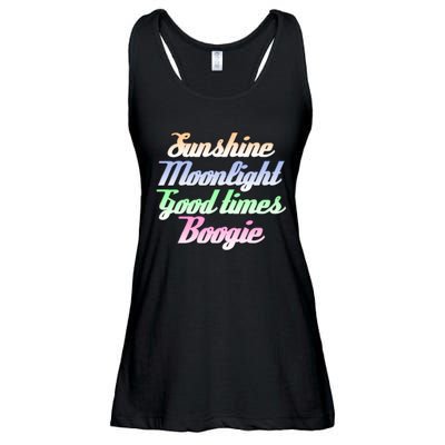 Sunshine. Moonlight. Good Times. Boogie Ladies Essential Flowy Tank