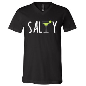 Salty Margarita Glass Beach Lover For Margarita Lovers V-Neck T-Shirt