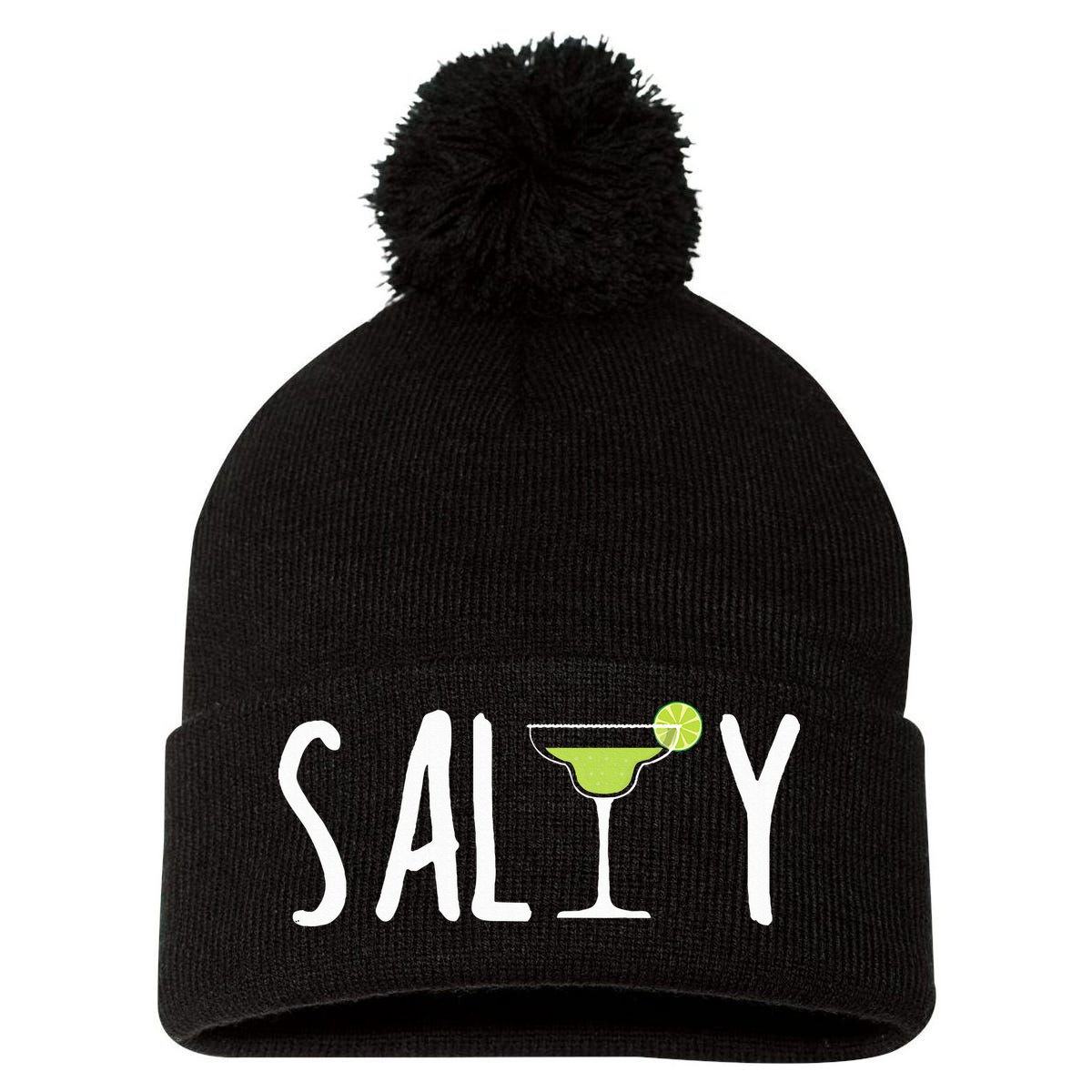 Salty Margarita Glass Beach Lover For Margarita Lovers Pom Pom 12in Knit Beanie