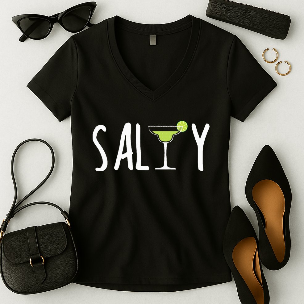 Salty Margarita Glass Beach Lover For Margarita Lovers Women's V-Neck T-Shirt