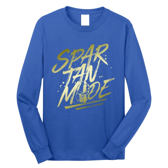 Spartan Mode Gold Gladiator Beast Workout Motivation Gym Cute Gift Long Sleeve Shirt