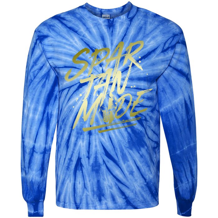 Spartan Mode Gold Gladiator Beast Workout Motivation Gym Cute Gift Tie-Dye Long Sleeve Shirt