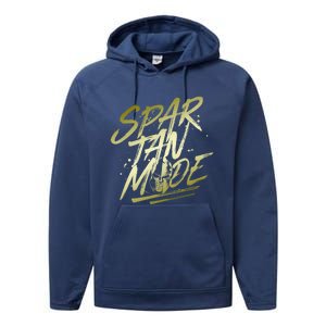 Spartan Mode Gold Gladiator Beast Workout Motivation Gym Cute Gift Performance Fleece Hoodie