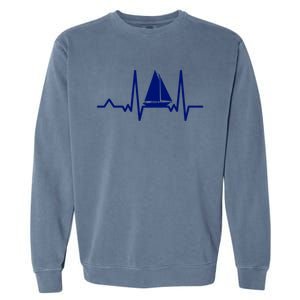 Sailing Meaningful Gift Boat Heartbeat Sailer Ship Meaningful Gift Boating Gift Garment-Dyed Sweatshirt