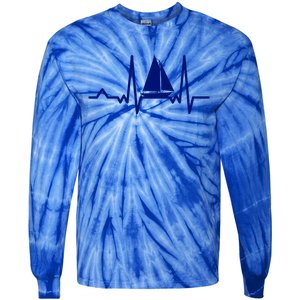 Sailing Meaningful Gift Boat Heartbeat Sailer Ship Meaningful Gift Boating Gift Tie-Dye Long Sleeve Shirt