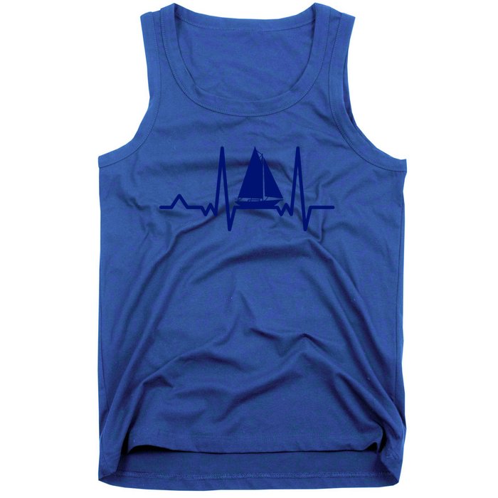 Sailing Meaningful Gift Boat Heartbeat Sailer Ship Meaningful Gift Boating Gift Tank Top