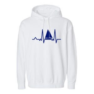 Sailing Meaningful Gift Boat Heartbeat Sailer Ship Meaningful Gift Boating Gift Garment-Dyed Fleece Hoodie