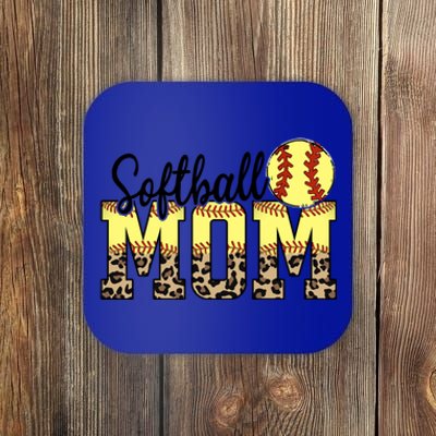 Softball Mom Gift Funny Ball Mom Cute Letter Gift Coaster