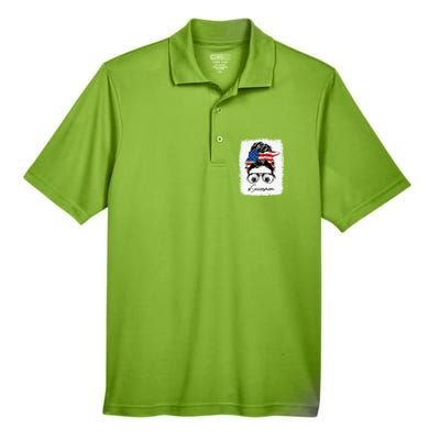 Soccer Mom Gift American Flag Messy Bun Soccer Mom Gift Men's Origin Performance Pique Polo