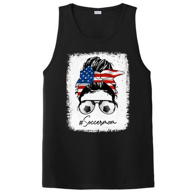 Soccer Mom Gift American Flag Messy Bun Soccer Mom Gift PosiCharge Competitor Tank